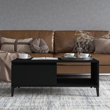 vidaXL Τραπεζάκι Σαλονιού Μαύρο 90x50x36,5cm Επεξεργασμ. Ξύλο 1 τεμ.
