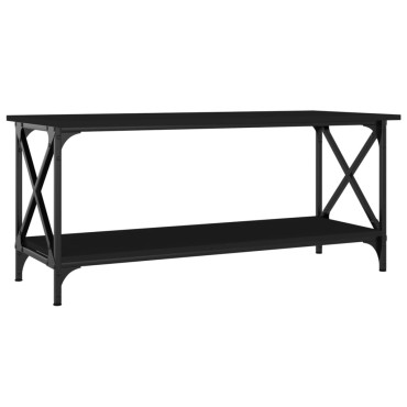 vidaXL Τραπεζάκι Σαλονιού μαύρο 100x45x45cm Επεξ. Ξύλο + Σίδηρος 1 τεμ.