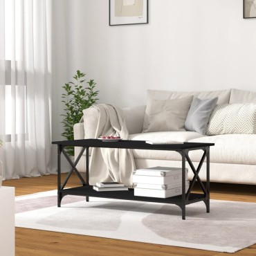 vidaXL Τραπεζάκι Σαλονιού μαύρο 100x45x45cm Επεξ. Ξύλο + Σίδηρος 1 τεμ.