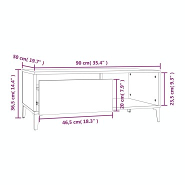 vidaXL Τραπεζάκι Σαλονιού Γκρι Sonoma 90x50x36,5cm Επεξεργασμένο Ξύλο 1 τεμ.
