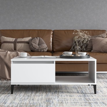 vidaXL Τραπεζάκι Σαλονιού Λευκό 90x50x36,5cm Επεξεργασμένο Ξύλο 1 τεμ.