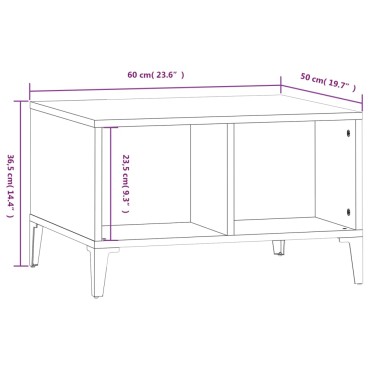 vidaXL Τραπεζάκι Σαλονιού Λευκό 60x50x36,5cm από Επεξεργασμένο Ξύλο 1 τεμ.