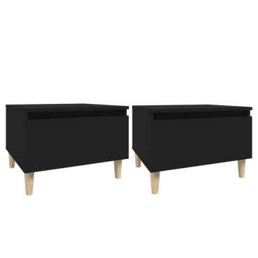 vidaXL Βοηθητικά Τραπέζια 2 τεμ. Μαύρα 50x46x35cm Επεξεργασμένο Ξύλο