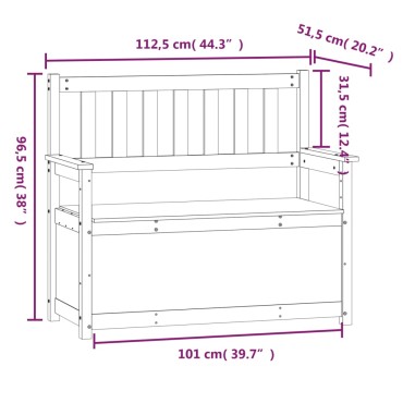 vidaXL Παγκάκι 112,5x51,5x96,5cm από Μασίφ Ξύλο Πεύκου