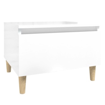 vidaXL Τραπέζι Βοηθητικό Γυαλιστ.Λευκό 50x46x35cm Επεξεργασμένο Ξύλο 1 τεμ.