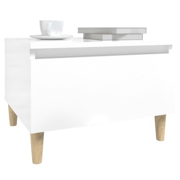 vidaXL Τραπέζι Βοηθητικό Γυαλιστ.Λευκό 50x46x35cm Επεξεργασμένο Ξύλο 1 τεμ.