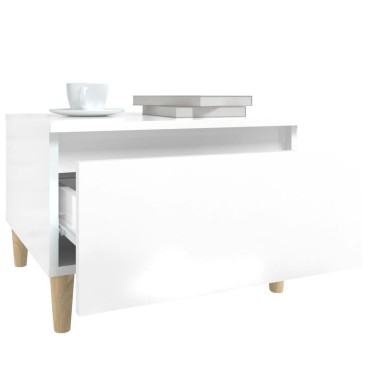 vidaXL Τραπέζι Βοηθητικό Γυαλιστ.Λευκό 50x46x35cm Επεξεργασμένο Ξύλο 1 τεμ.