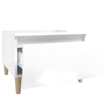 vidaXL Τραπέζι Βοηθητικό Γυαλιστ.Λευκό 50x46x35cm Επεξεργασμένο Ξύλο 1 τεμ.
