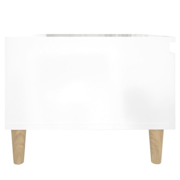 vidaXL Τραπέζι Βοηθητικό Γυαλιστ.Λευκό 50x46x35cm Επεξεργασμένο Ξύλο 1 τεμ.