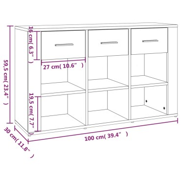 vidaXL Ντουλάπι Καφέ Δρυς 100x30x59,5cm από Επεξεργασμένο Ξύλο 1 τεμ.