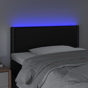 vidaXL Κεφαλάρι Κρεβατιού LED Μαύρο 90x5x78/88cm από Συνθετικό Δέρμα 1 τεμ.