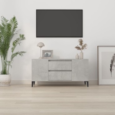 vidaXL Έπιπλο Τηλεόρασης Γκρι Σκυροδέματος 102x44,5x50cm Επεξ. Ξύλο