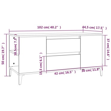 vidaXL Έπιπλο Τηλεόρασης Γκρι Σκυροδέματος 102x44,5x50cm Επεξ. Ξύλο
