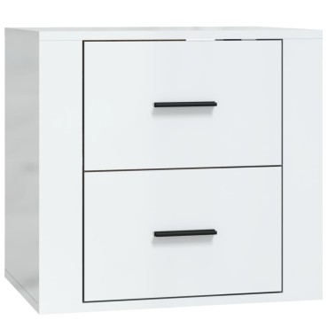 vidaXL Κομοδίνο Επιτοίχιο Γυαλιστερό Λευκό 50x36x47cm 1 τεμ.