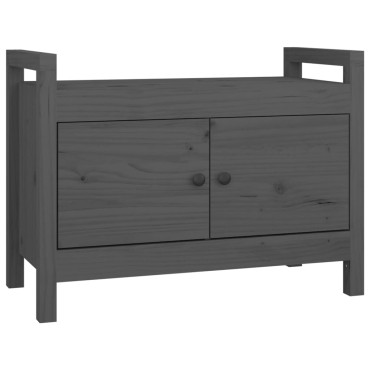 vidaXL Παγκάκι Χολ Γκρι 80x40x60cm από Μασίφ Ξύλο Πεύκου 1 τεμ.