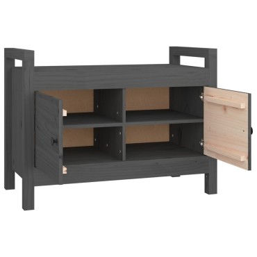 vidaXL Παγκάκι Χολ Γκρι 80x40x60cm από Μασίφ Ξύλο Πεύκου 1 τεμ.