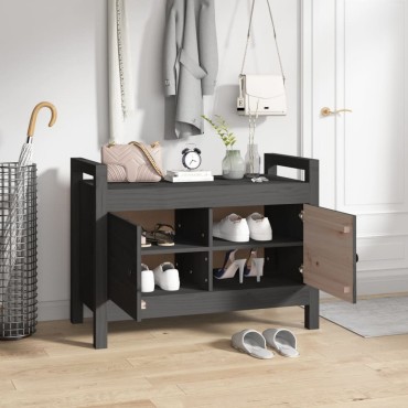vidaXL Παγκάκι Χολ Γκρι 80x40x60cm από Μασίφ Ξύλο Πεύκου 1 τεμ.