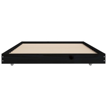 vidaXL Πλαίσιο Κρεβατιού Μαύρο 75 x 190 εκ. από Μασίφ Ξύλο Πεύκου