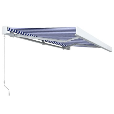 vidaXL Τέντα Κασετίνα Χειροκίνητη Μπλε / Λευκή 350 x 250 εκ.