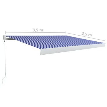 vidaXL Τέντα Κασετίνα Χειροκίνητη Μπλε / Λευκή 350 x 250 εκ.