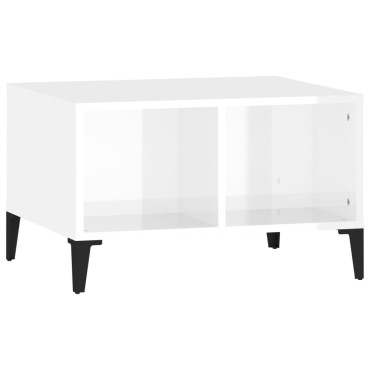 vidaXL Τραπεζάκι Σαλονιού Γυαλ. Λευκό 60x50x36,5cm Επεξεργ. Ξύλο 1 τεμ.