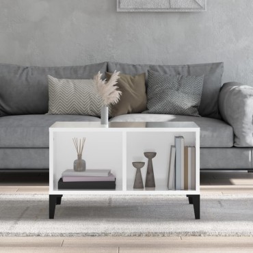 vidaXL Τραπεζάκι Σαλονιού Γυαλ. Λευκό 60x50x36,5cm Επεξεργ. Ξύλο 1 τεμ.