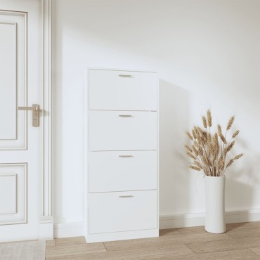 vidaXL Παπουτσοθήκη Λευκή 59x17x150cm από Επεξεργασμένο Ξύλο