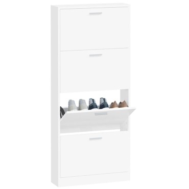 vidaXL Παπουτσοθήκη Λευκή 59x17x150cm από Επεξεργασμένο Ξύλο