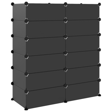vidaXL Παπουτσοθήκη Μαύρη 94,5x36,5x106cm από Πολυπροπυλένιο