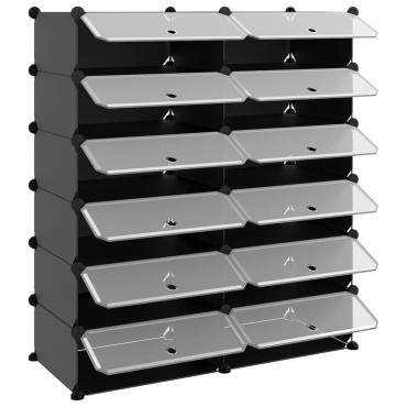 vidaXL Παπουτσοθήκη Μαύρη 94,5x36,5x106cm από Πολυπροπυλένιο
