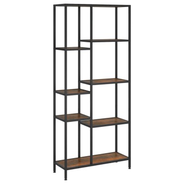 vidaXL Βιβλιοθήκη 80x30x180cm από Ατσάλι και Επεξεργασμένο Ξύλο 1 τεμ.