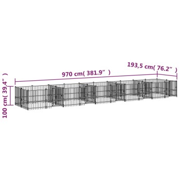vidaXL Κλουβί Σκύλου Εξωτερικού Χώρου 18,77 μ² από Ατσάλι