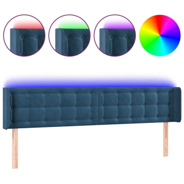 vidaXL Κεφαλάρι Κρεβατιού LED Σκούρο Μπλε 203x16x78/88cm Βελούδινο 1 τεμ.