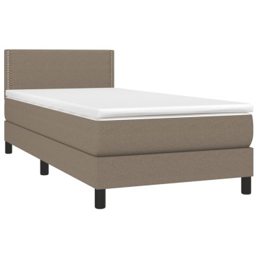 vidaXL Κρεβάτι Boxspring με Στρώμα & LED Taupe 90x190 εκ. Υφασμάτινο