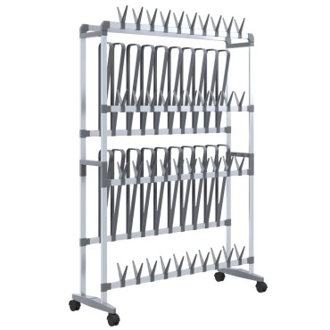 vidaXL Παπουτσοθήκη με Ρόδες Ασημί 89x27x120cm