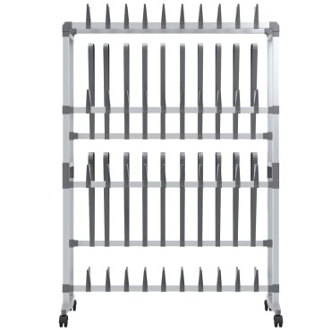 vidaXL Παπουτσοθήκη με Ρόδες Ασημί 89x27x120cm