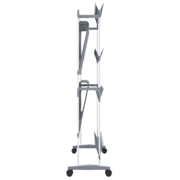 vidaXL Παπουτσοθήκη με Ρόδες Ασημί 89x27x120cm