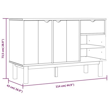 vidaXL Ντουλάπι OTTA 114x43x73,5cm από Μασίφ Ξύλο Πεύκου 1 τεμ.