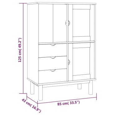 vidaXL Ντουλάπι OTTA 85x43x125cm από Μασίφ Ξύλο Πεύκου 1 τεμ.