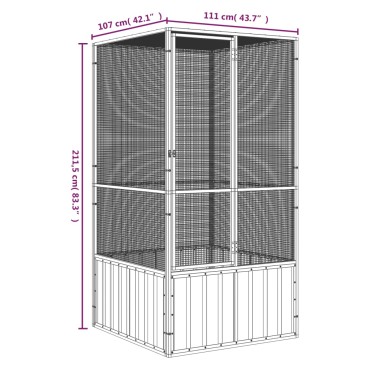 vidaXL Κλουβί Πουλιών Ανθρακί 111x107x211,5 εκ από Γαλβανισμένο Χάλυβα