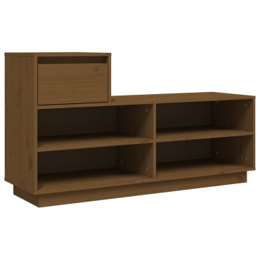 vidaXL Παπουτσοθήκη Καφέ Μελί 110x34x61cm από Μασίφ Ξύλο Πεύκου