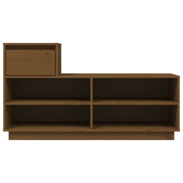 vidaXL Παπουτσοθήκη Καφέ Μελί 110x34x61cm από Μασίφ Ξύλο Πεύκου