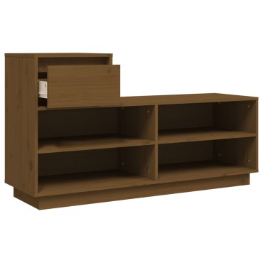 vidaXL Παπουτσοθήκη Καφέ Μελί 110x34x61cm από Μασίφ Ξύλο Πεύκου