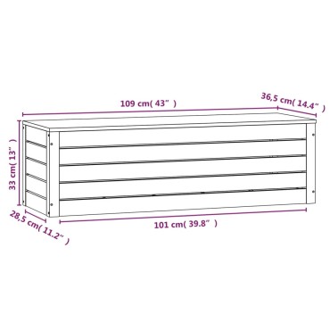 vidaXL Κουτί Αποθήκευσης 109x36,5x33cm από Μασίφ Ξύλο Πεύκου 1 τεμ.