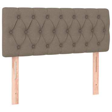 vidaXL Κρεβάτι Boxspring με Στρώμα & LED Taupe 90x200 εκ. Υφασμάτινο