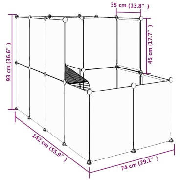 vidaXL Κλουβί Μικρών Ζώων Διαφανές 142x74x93 εκ. Πολυπροπυλένιο&Ατσάλι
