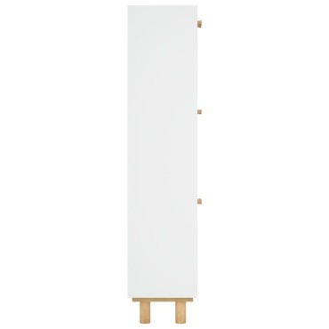 vidaXL Παπουτσοθήκη Λευκή 52x25x115cm Επεξεργασμένο Ξύλο&Φυσικό Ρατάν