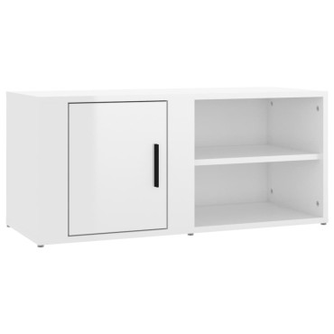 vidaXL Έπιπλο Τηλεόρασης Γυαλ. Λευκό 80x31,5x36cmΕπεξεργασμένο Ξύλο