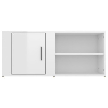 vidaXL Έπιπλο Τηλεόρασης Γυαλ. Λευκό 80x31,5x36cmΕπεξεργασμένο Ξύλο