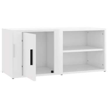 vidaXL Έπιπλο Τηλεόρασης Γυαλ. Λευκό 80x31,5x36cmΕπεξεργασμένο Ξύλο